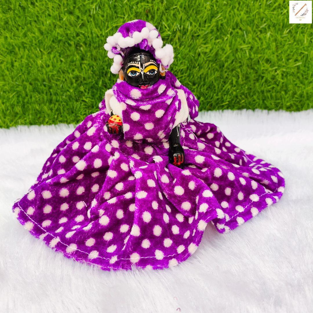 Cute Woolen Laddu Gopal Frock With Cap