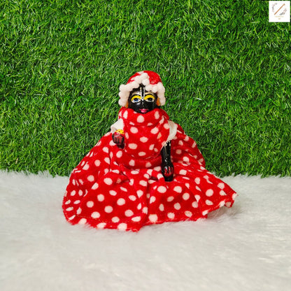 Cute Woolen Laddu Gopal Frock With Cap